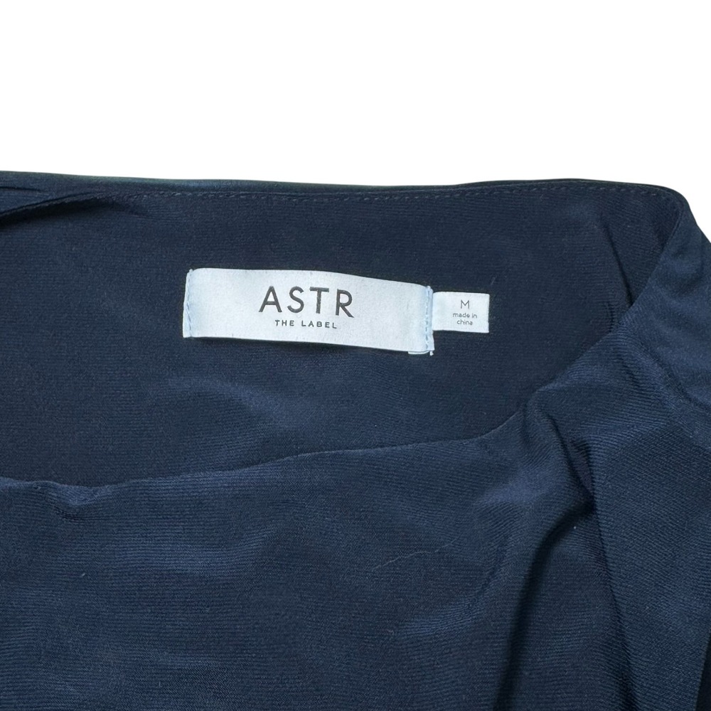 ASTR The Label Melisandre Navy Midi Dress Ruched Sleeveless Elegant Size M - Picture 10 of 12